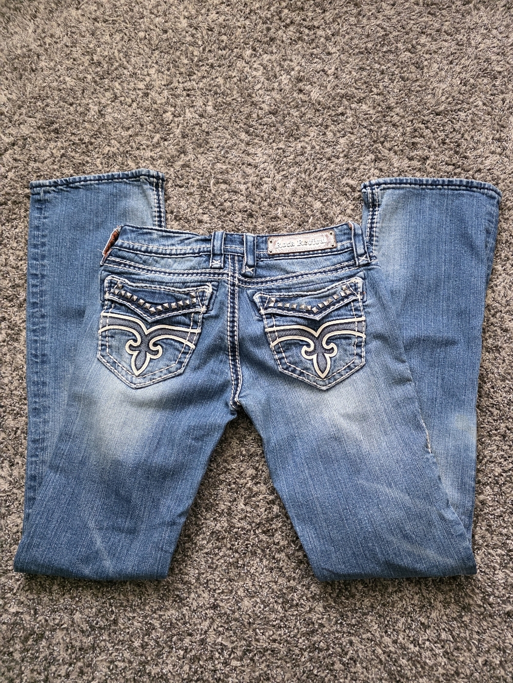 Rock Revival Stud Med/light Wash Liberty Bootcut Jeans Size 27